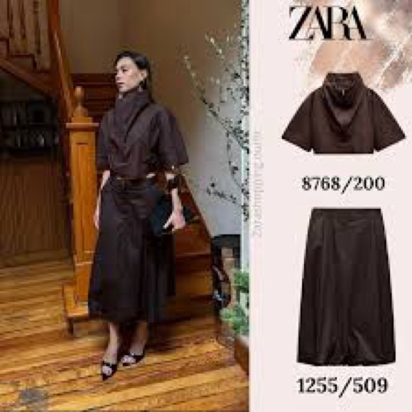 Zara Dark Brown Crop Top - Picture 9 of 12